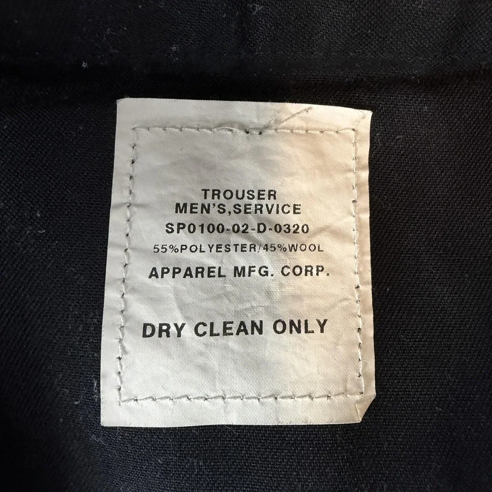 Vintage US Navy Service Trousers Pants Mens 31x28 Blue Wool Blend Military 2000s